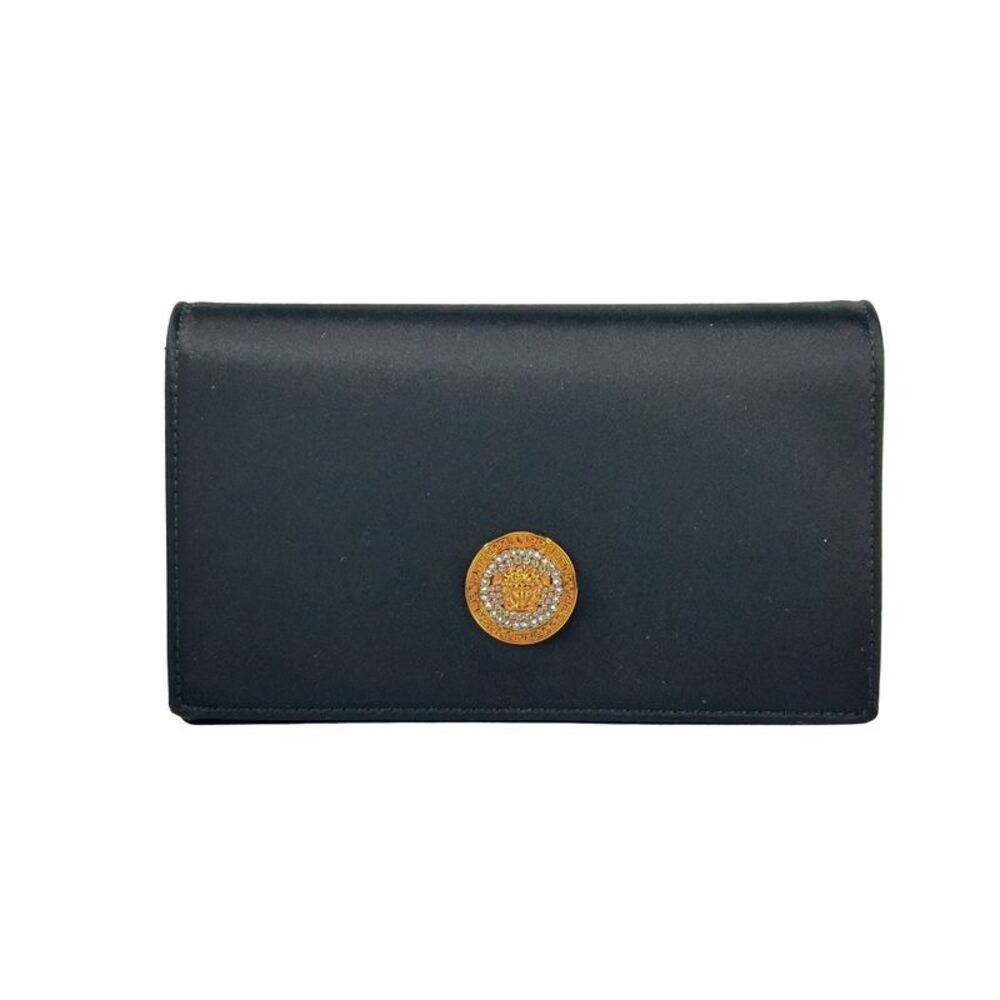 Versace Versace Mini Chain Black Crossbody Wallet Women's Bag
